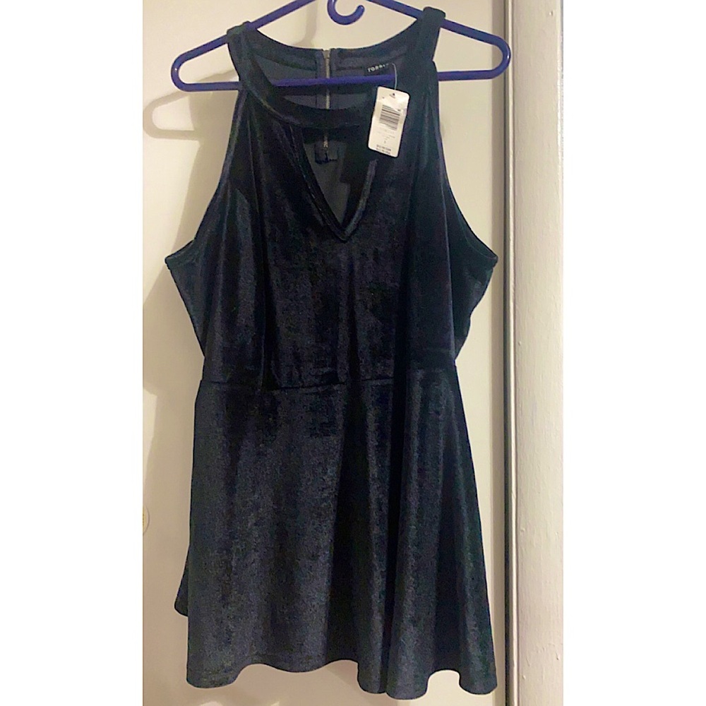 New Torrid Black Velvet Peplum Shirt